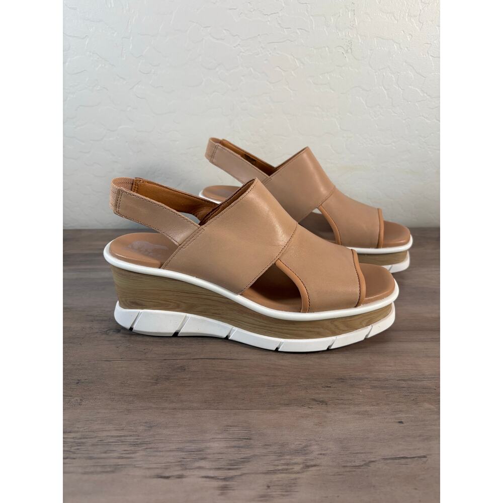 Sorel Joanie III Slingback Platform Wedge Sandal Beige White W 10.5 EU 41.5 NWOB